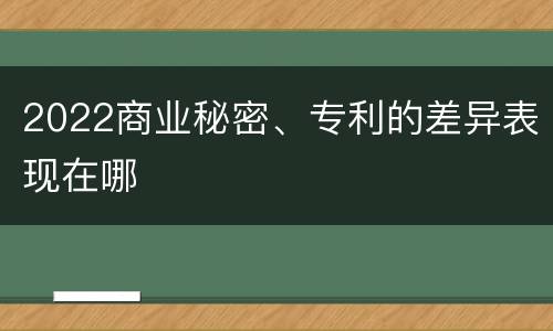 2022商业秘密、专利的差异表现在哪