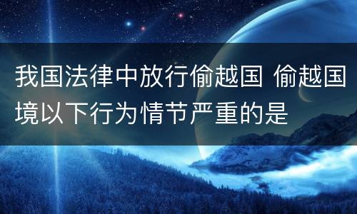 我国法律中放行偷越国 偷越国境以下行为情节严重的是