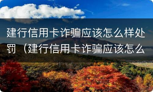 建行信用卡诈骗应该怎么样处罚（建行信用卡诈骗应该怎么样处罚呢）
