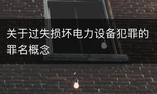 关于过失损坏电力设备犯罪的罪名概念
