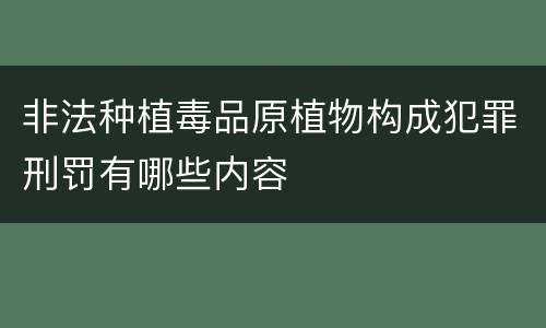 非法种植毒品原植物构成犯罪刑罚有哪些内容