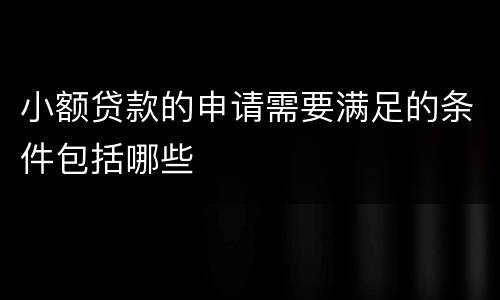 小额贷款的申请需要满足的条件包括哪些