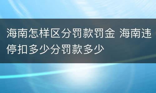 海南怎样区分罚款罚金 海南违停扣多少分罚款多少