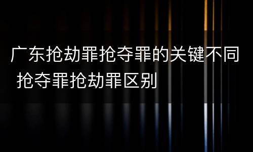 广东抢劫罪抢夺罪的关键不同 抢夺罪抢劫罪区别