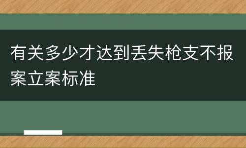 有关多少才达到丢失枪支不报案立案标准