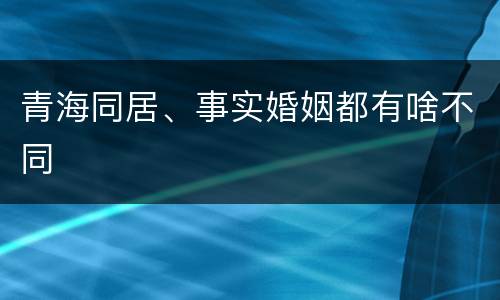 青海同居、事实婚姻都有啥不同