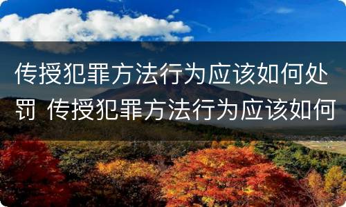 传授犯罪方法行为应该如何处罚 传授犯罪方法行为应该如何处罚他人
