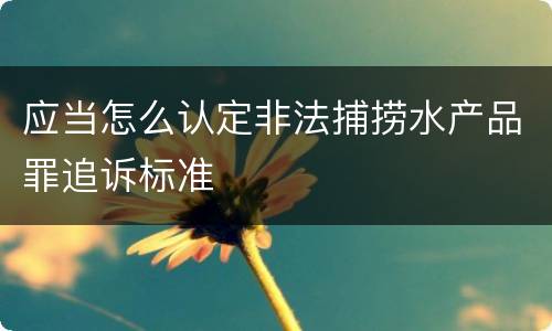 应当怎么认定非法捕捞水产品罪追诉标准