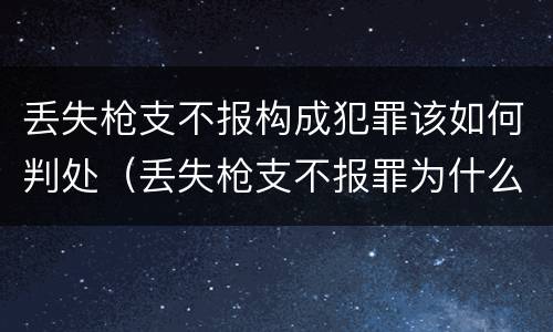 丢失枪支不报构成犯罪该如何判处（丢失枪支不报罪为什么是结果犯）