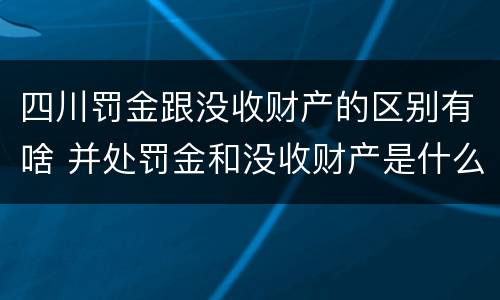 四川罚金跟没收财产的区别有啥 并处罚金和没收财产是什么意思