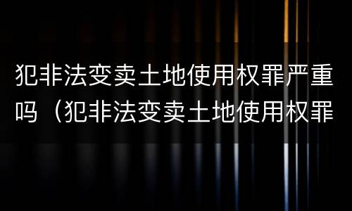 犯非法变卖土地使用权罪严重吗（犯非法变卖土地使用权罪严重吗判几年）
