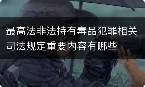 最高法非法持有毒品犯罪相关司法规定重要内容有哪些