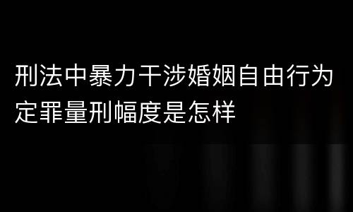 刑法中暴力干涉婚姻自由行为定罪量刑幅度是怎样