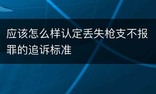 应该怎么样认定丢失枪支不报罪的追诉标准
