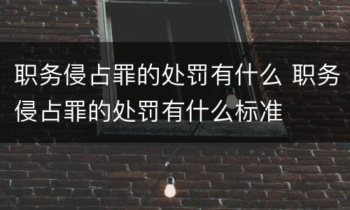 职务侵占罪的处罚有什么 职务侵占罪的处罚有什么标准