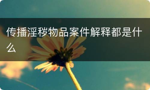 传播淫秽物品案件解释都是什么