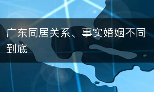 广东同居关系、事实婚姻不同到底
