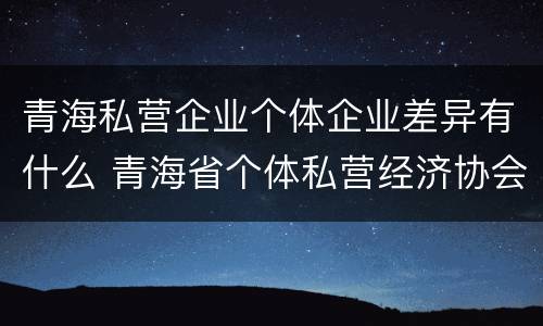 青海私营企业个体企业差异有什么 青海省个体私营经济协会
