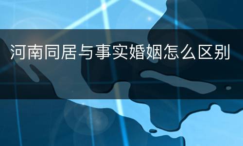 河南同居与事实婚姻怎么区别