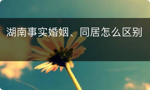 湖南事实婚姻、同居怎么区别