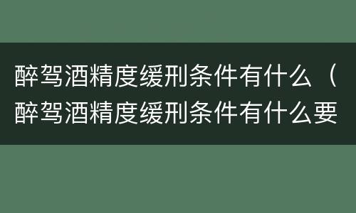 醉驾酒精度缓刑条件有什么（醉驾酒精度缓刑条件有什么要求）
