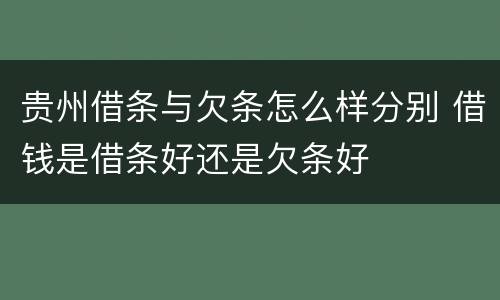贵州借条与欠条怎么样分别 借钱是借条好还是欠条好