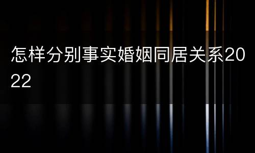 怎样分别事实婚姻同居关系2022