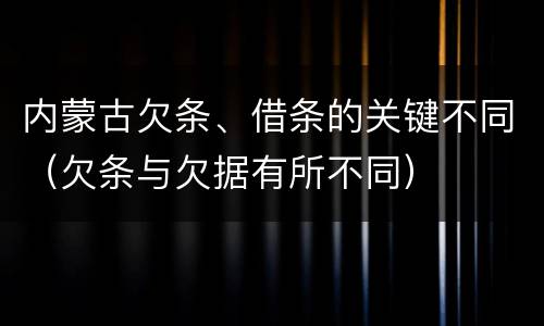 内蒙古欠条、借条的关键不同（欠条与欠据有所不同）