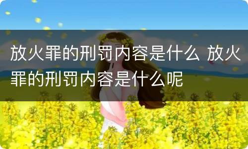 放火罪的刑罚内容是什么 放火罪的刑罚内容是什么呢