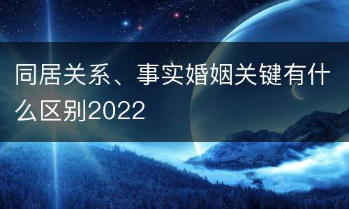 同居关系、事实婚姻关键有什么区别2022