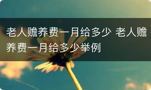 老人赡养费一月给多少 老人赡养费一月给多少举例