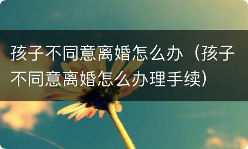 孩子不同意离婚怎么办（孩子不同意离婚怎么办理手续）