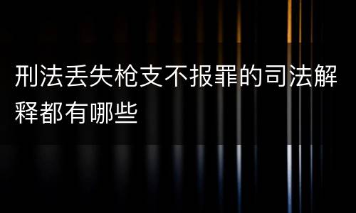 刑法丢失枪支不报罪的司法解释都有哪些