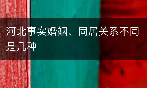 河北事实婚姻、同居关系不同是几种