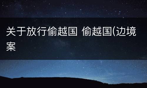 关于放行偷越国 偷越国(边境案