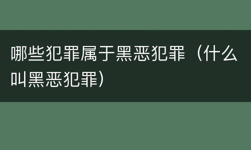 哪些犯罪属于黑恶犯罪（什么叫黑恶犯罪）