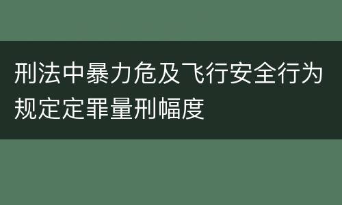 刑法中暴力危及飞行安全行为规定定罪量刑幅度