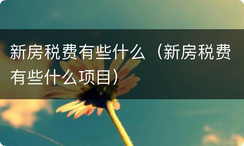 新房税费有些什么（新房税费有些什么项目）