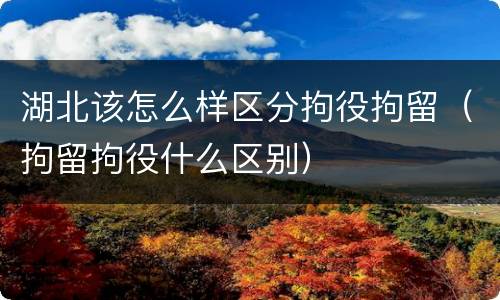湖北该怎么样区分拘役拘留（拘留拘役什么区别）