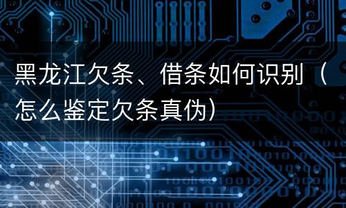 黑龙江欠条、借条如何识别（怎么鉴定欠条真伪）