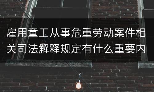 雇用童工从事危重劳动案件相关司法解释规定有什么重要内容