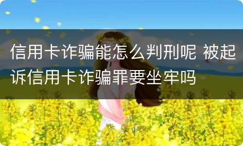 信用卡诈骗能怎么判刑呢 被起诉信用卡诈骗罪要坐牢吗