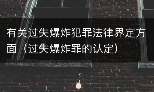 有关过失爆炸犯罪法律界定方面（过失爆炸罪的认定）