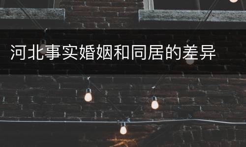 河北事实婚姻和同居的差异