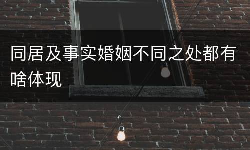 同居及事实婚姻不同之处都有啥体现