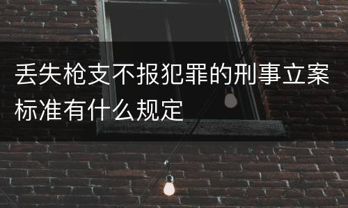丢失枪支不报犯罪的刑事立案标准有什么规定