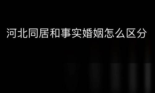 河北同居和事实婚姻怎么区分