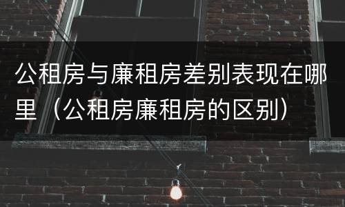 公租房与廉租房差别表现在哪里（公租房廉租房的区别）