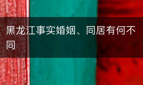 黑龙江事实婚姻、同居有何不同