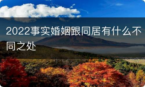 2022事实婚姻跟同居有什么不同之处